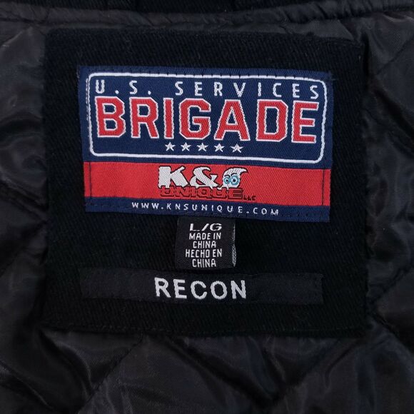 VTG US Army Recon Coat L Bomber Jacket Embroidered Patch Lined Brigade - Picture 11 of 12